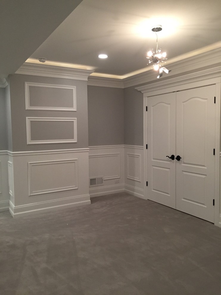 Basement - transitional basement idea in Chicago