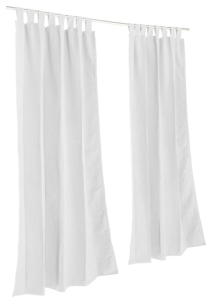 Canvas White Sunbrella Outdoor Curtain With Tabs, 120" Long