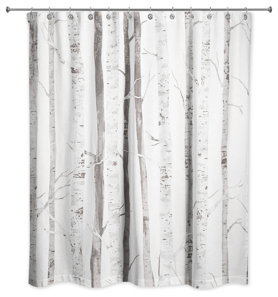 White Birch Trees 71x74 Shower Curtain Contemporary Shower Curtains By Designs Direct Houzz