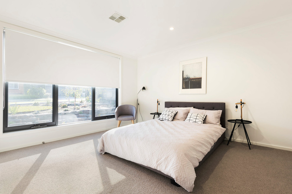 This is an example of a scandinavian bedroom in Melbourne.