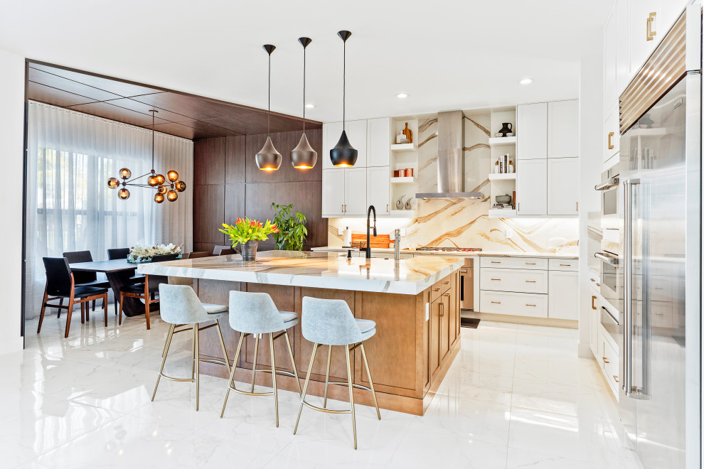 Example of a transitional kitchen design in Miami