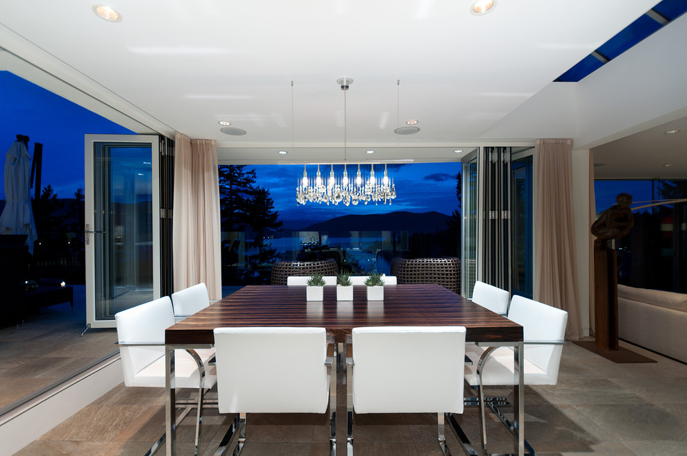 Contemporary open plan dining in Vancouver.