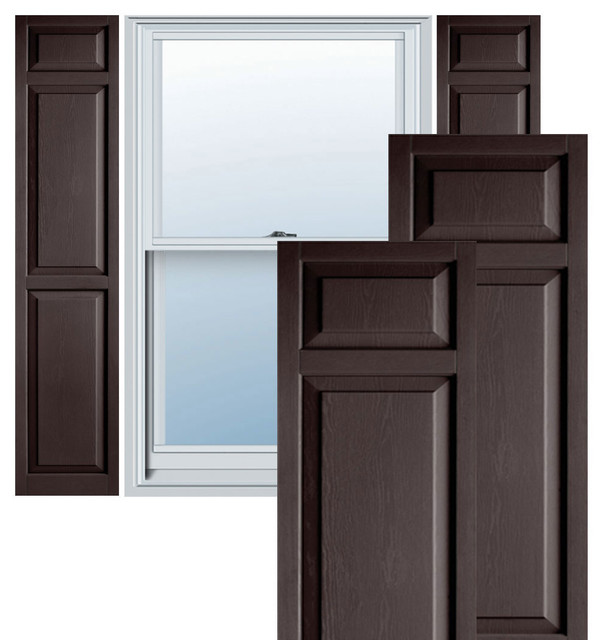Builders Choice Vinyl Raised Panel Window Shutters, (Pair), Chocolate