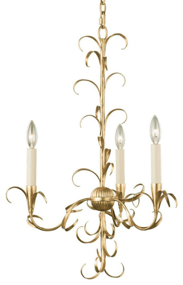 Kalco 505470 Ainsley 3 Light 20"W Taper Candle Chandelier - Oxidized Gold Leaf