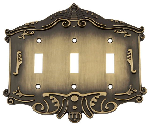 NW Victorian Switch Plate With Triple Toggle Traditional Switch