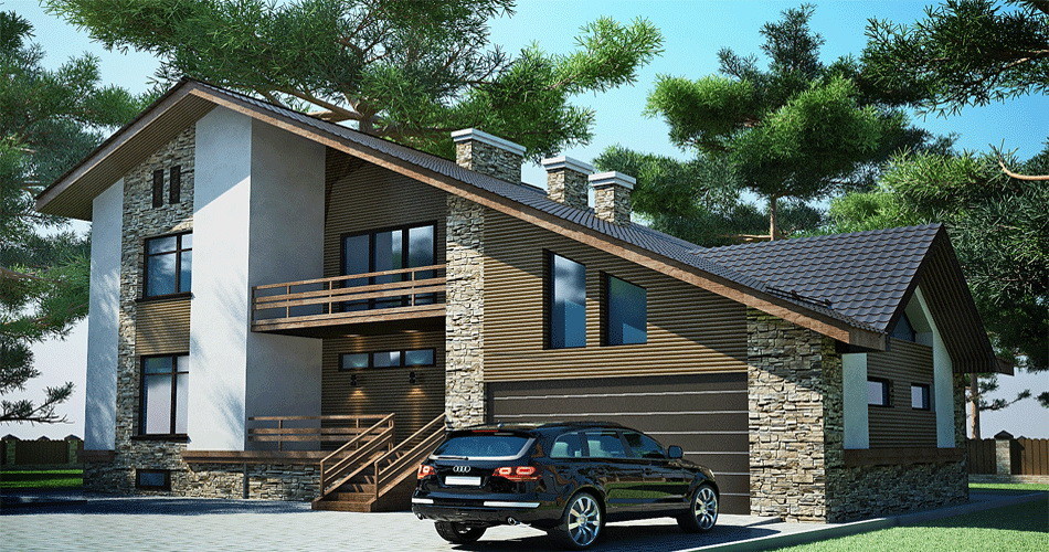 Визуализация одного из домов в коттеджном поселке