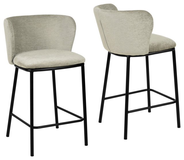 Modrest Bessie Modern Grey Counter Stool Set of 2 Midcentury Bar