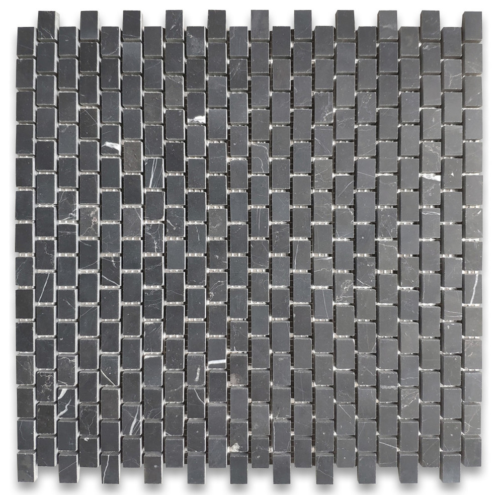 Nero Marquina Black Marble Hexagon Mosaic Tile 4 Inch Honed Marble Tiles Saidli Building Supplies