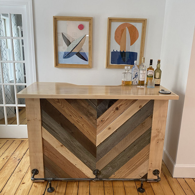 Reclaimed Wood Accents Home Bar ShabbyChic Style Home Bar