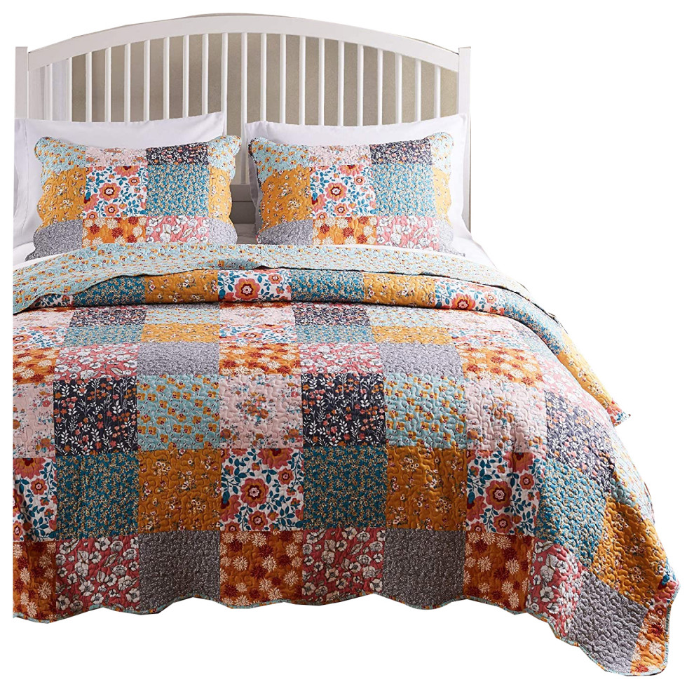 Greenland Carlie Quilt Set, 3 Piece King/Cal King, Calico ...