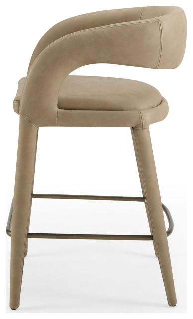Modrest Faerron Modern Tan Leatherette Counter Chair - Midcentury - Bar ...
