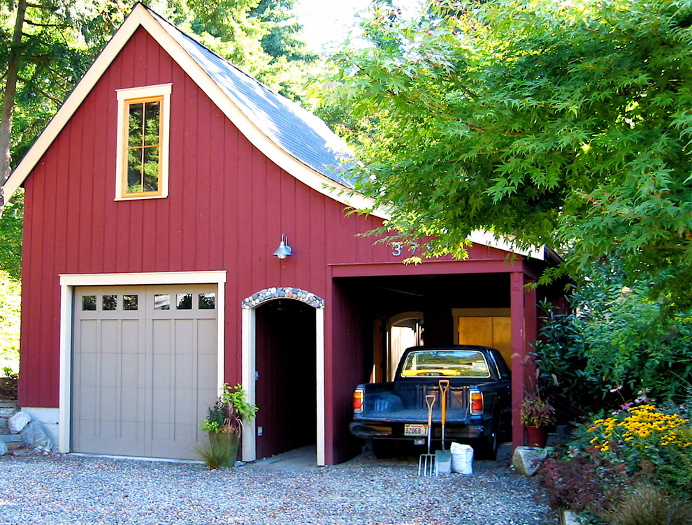Design ideas for a beach style detached two-car carport in Seattle.