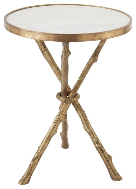 Twig Brass And White Marble Round Accent Table Rustic Side Twig Brass And White Marble Round Accent Table Rustic Side Tables End By Innovations Designer Home Decor Furniture