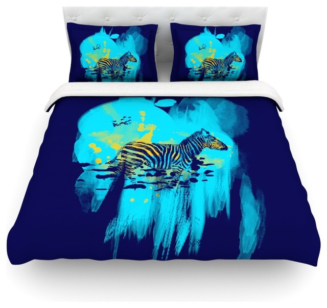 Frederic Levy Hadida Watercolored Blue Zebra Duvet Cover Frederic Levy Hadida Watercolored Blue Zebra Duvet Cover Cotton Queen Contemporary