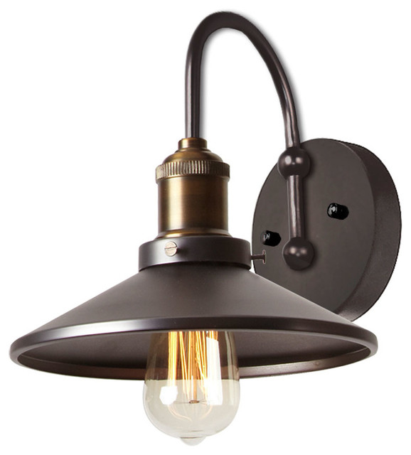 Wall Sconce 1 Light Bulb Fixture With Vintage Steel Finish Wilson 1 Light Wall Sconce Vintage Steel