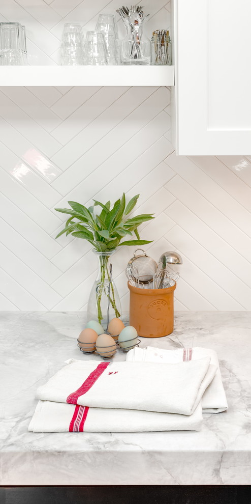 Example of a transitional kitchen design in Seattle