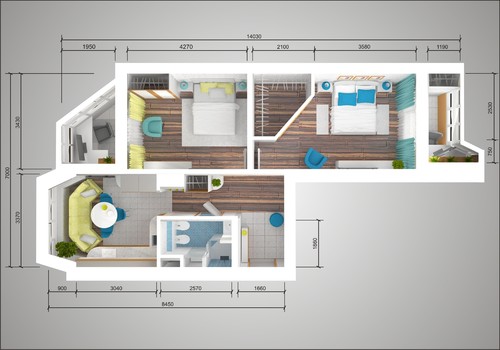 Дизайн квартиры распашонки двушки (65 фото)