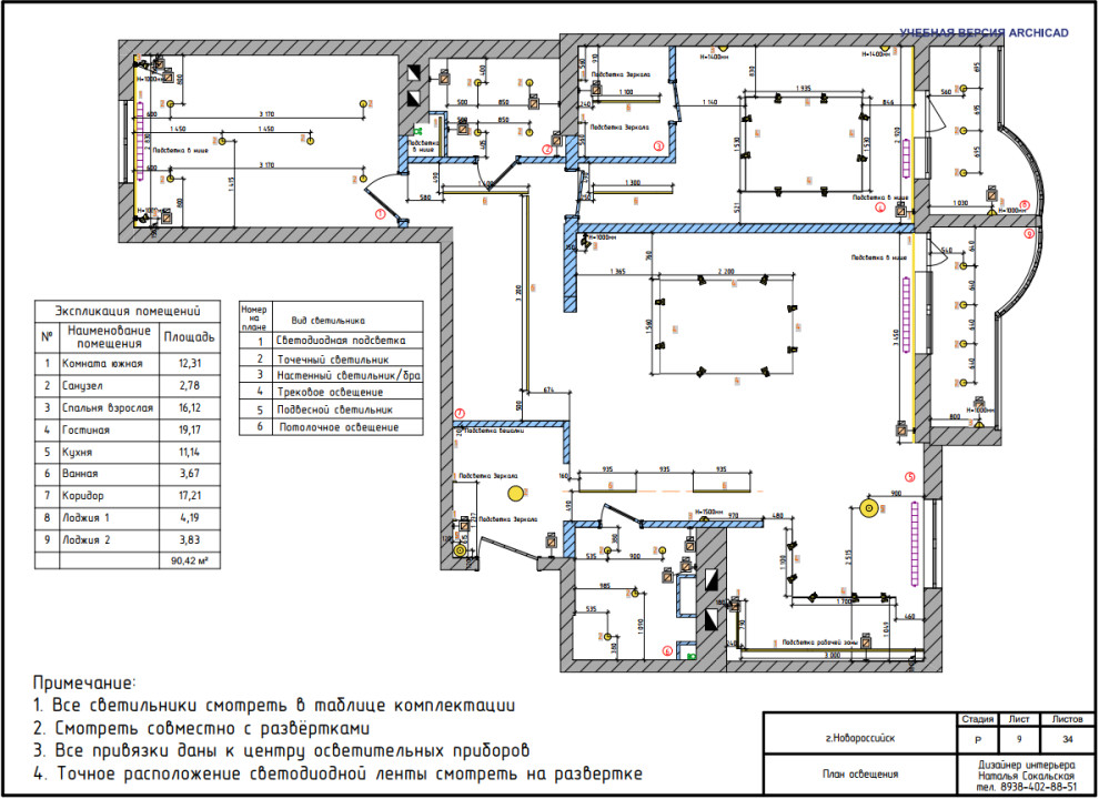 3-х комнатная квартира 90 м2 для семьи с двумя детьми в современном стиле