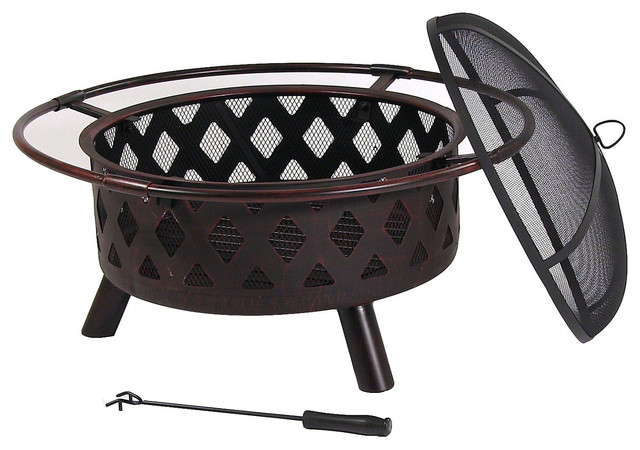 Sunnydaze Bronze Crossweave Wood Burning Fire Pit With Spark