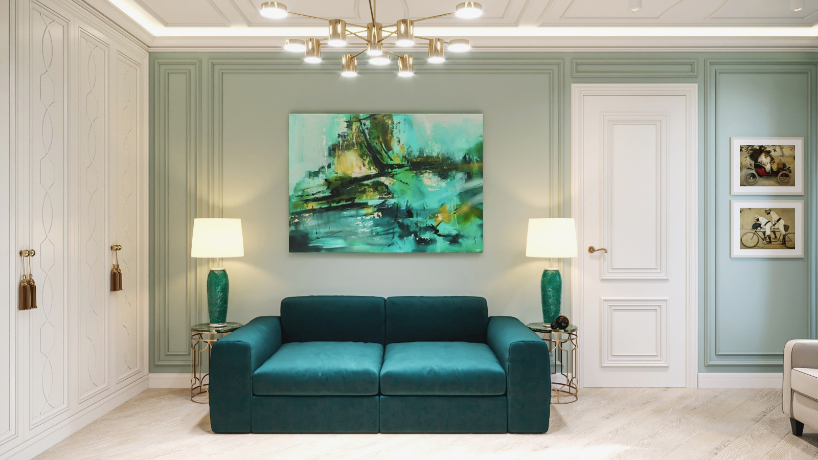 Квартира 44 м2 в стиле Американская классика