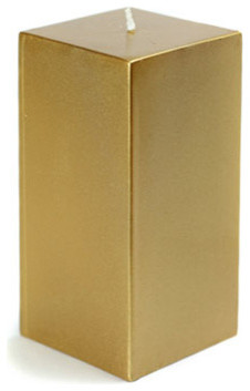 3 x 6" Metallic Bronze Gold Square Pillar Candle"