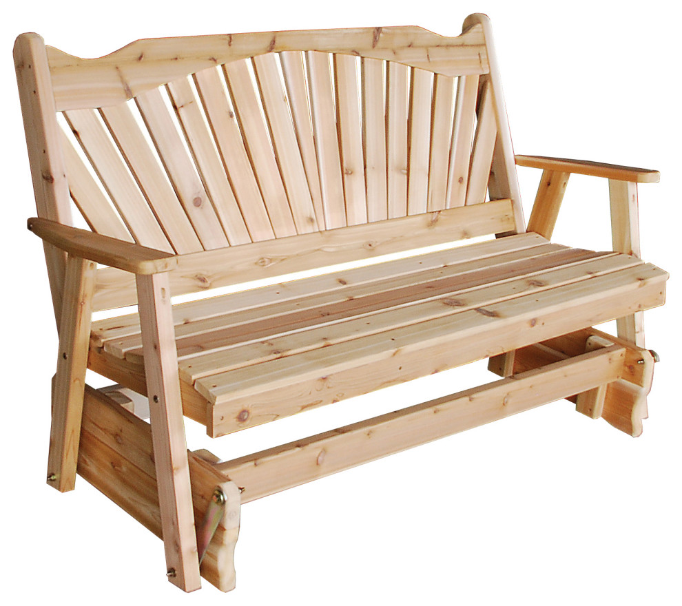 Cedar Fanback Glider, 5 Foot Transitional Outdoor Gliders by