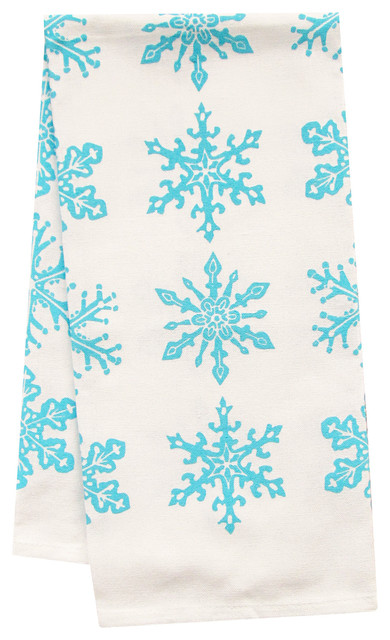 Organic All Over Print Snowflake Tea Towel