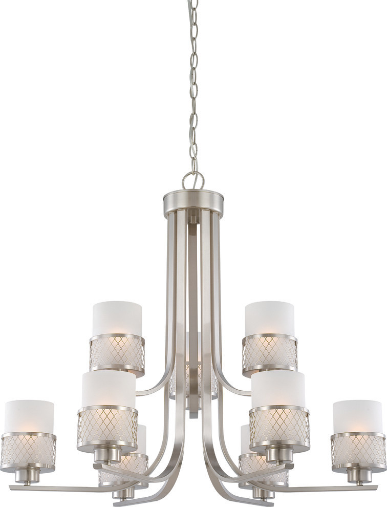 Fusion 9 Light - Chandelier With Frosted Glass