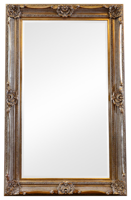 Rococo 55 X87 Silver Leaf Full Length, Antique Gold Full Length Leaner Mirror