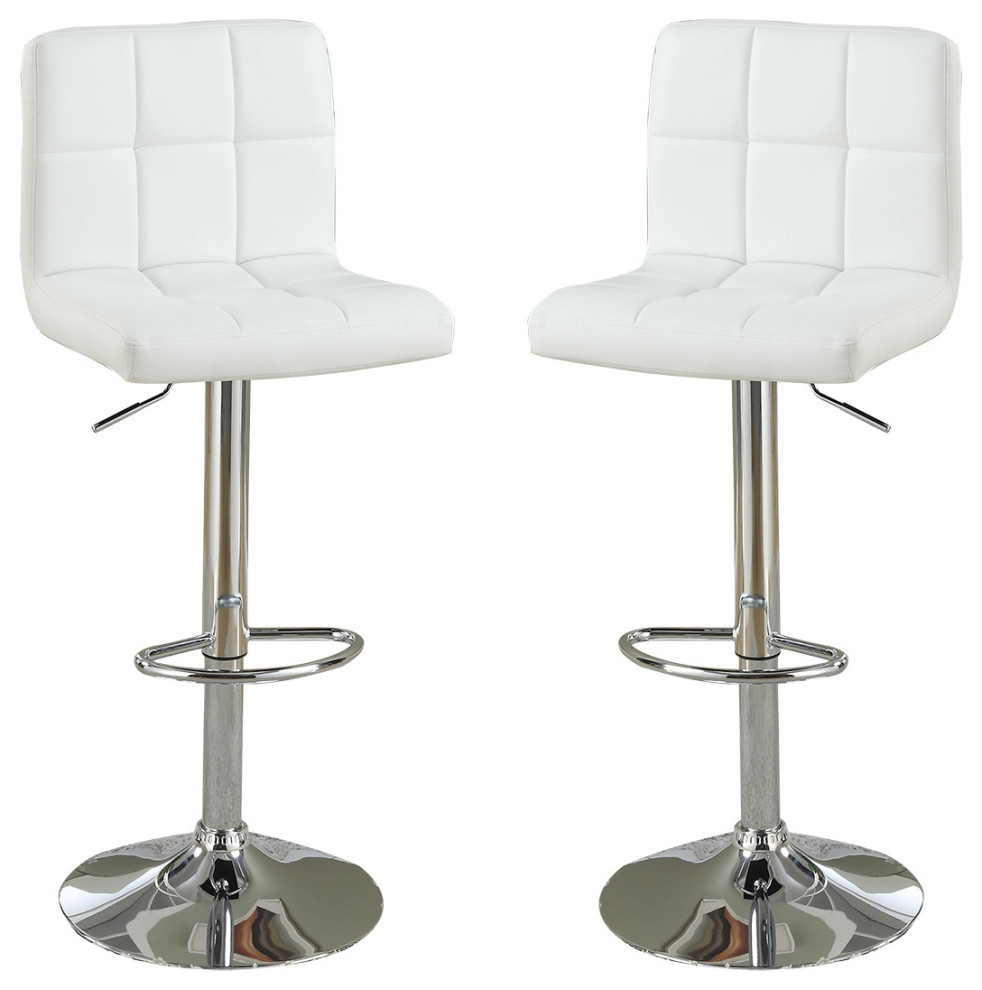 Set of 2 Adjustable Faux Leather Bar Stools Contemporary Bar Stools