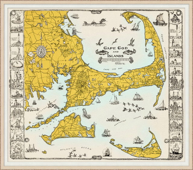 Cape Cod, Giclee Reproduction Artwork, 42.75x37.75 Beach Style Prints And Posters by