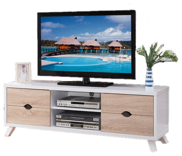 Modern Home Tv Entertainment Black Dark Taupe Table Stand