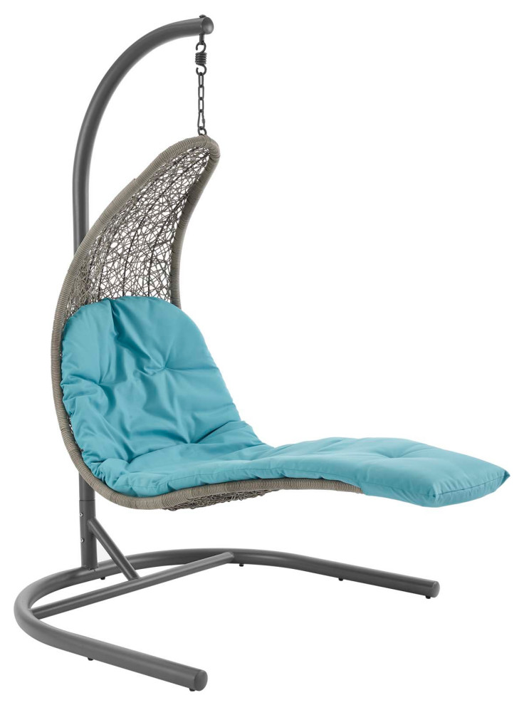 Landscape Hanging Chaise Lounge Outdoor Patio Swing Chair, Light Gray