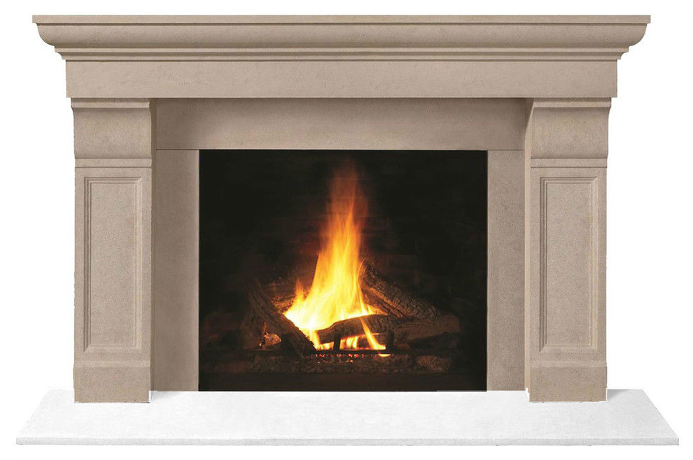 Fireplace Stone Mantel 1147.511 With Filler Panels - Transitional -  Fireplace Mantels - by Omega Architectural Quick Ship Mantels | Houzz
