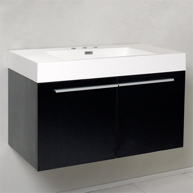Fresca Vista Black Modern Bathroom Cabinet with Integrated Sink ...