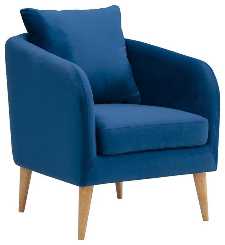 Picket House Furnishings Zoe Accent Chair with Wooden Legs in Navy