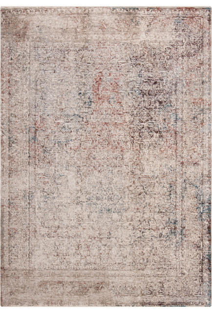 5'1 x 7'6 Beige Charcoal Safavieh Limitee Collection LIM757H Distressed Viscose Area Rug 