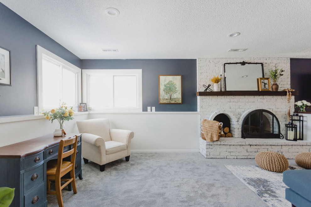 Example of a mountain style basement design in Minneapolis