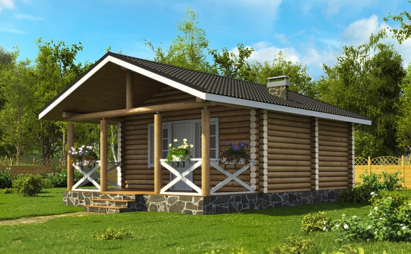 Дачный дом из бревна "Дачный-1" 40м2