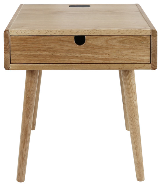 American Trails Freedom Nightstand/End Table, USB Ports, Solid American Oak  - Midcentury - Nightstands And Bedside Tables - by Casual Home | Houzz
