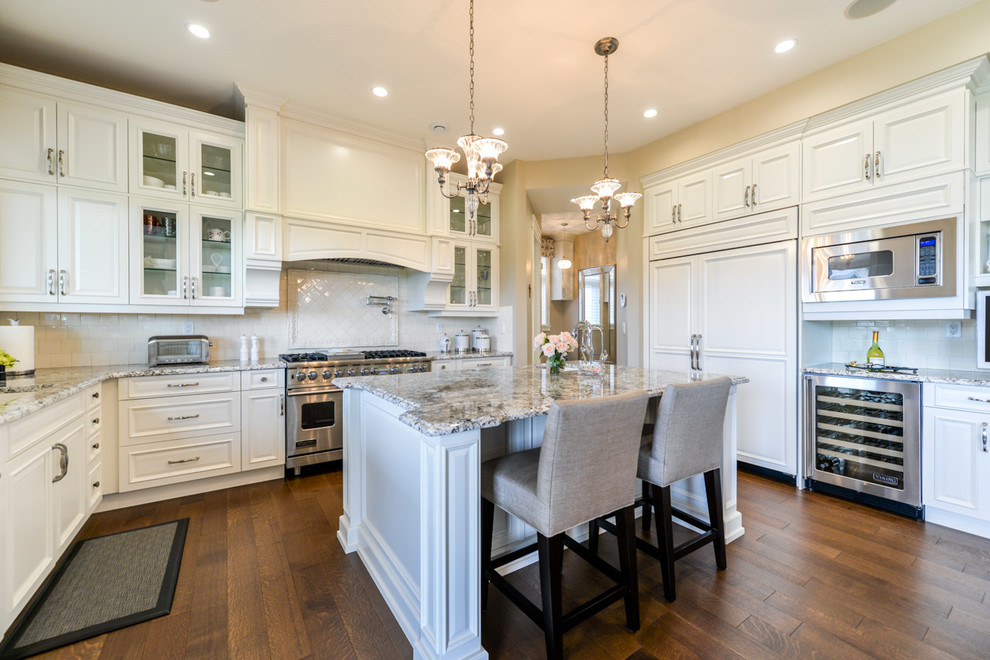 Example of a transitional kitchen design in Edmonton