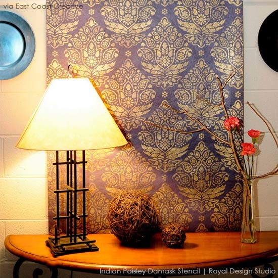 Indian & Paisley Wall Stencil Projects - Asian - Bedroom - San Diego - by  Royal Design Studio Stencils