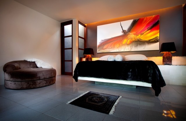 This is an example of a tropical bedroom.