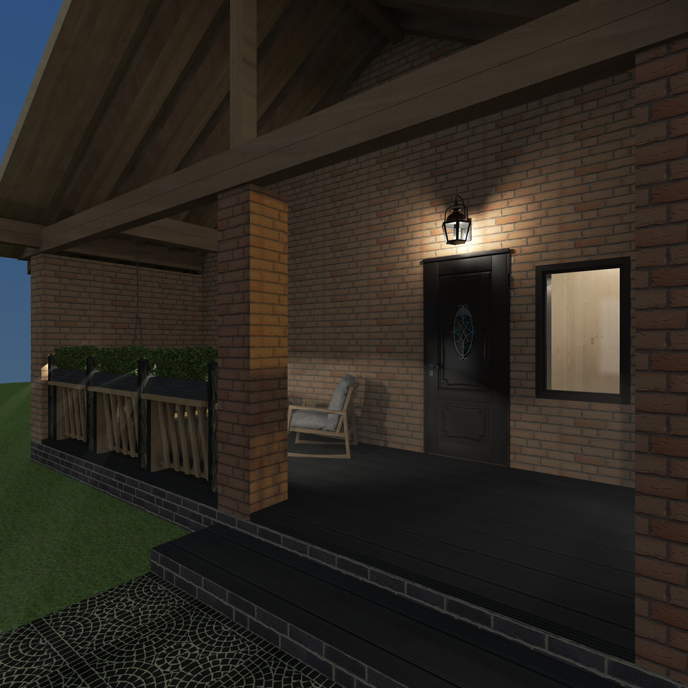 Интерьеры двухэтажной бани. Зона отдыха. Входная группа