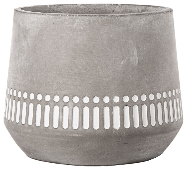 Urban Trends Cement Round Pot With Gray Finish 53616