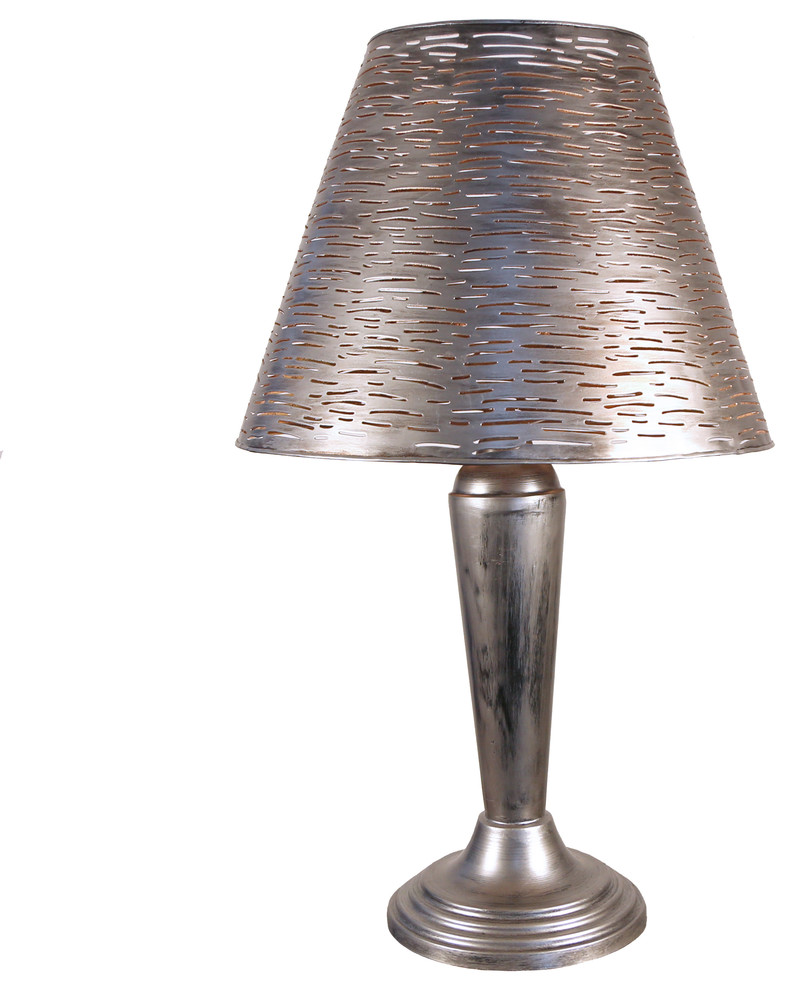 23 Punched Metal Outdoor Solar Led Table Lamp Silver
