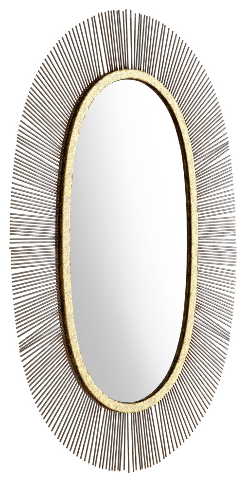 Juju Oval Mirror Black & Gold Contemporary Wall Mirrors by