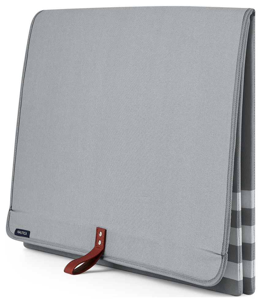 Nautica Folded Large Storage Trunk with Lid, Gray Stripe Contemporary