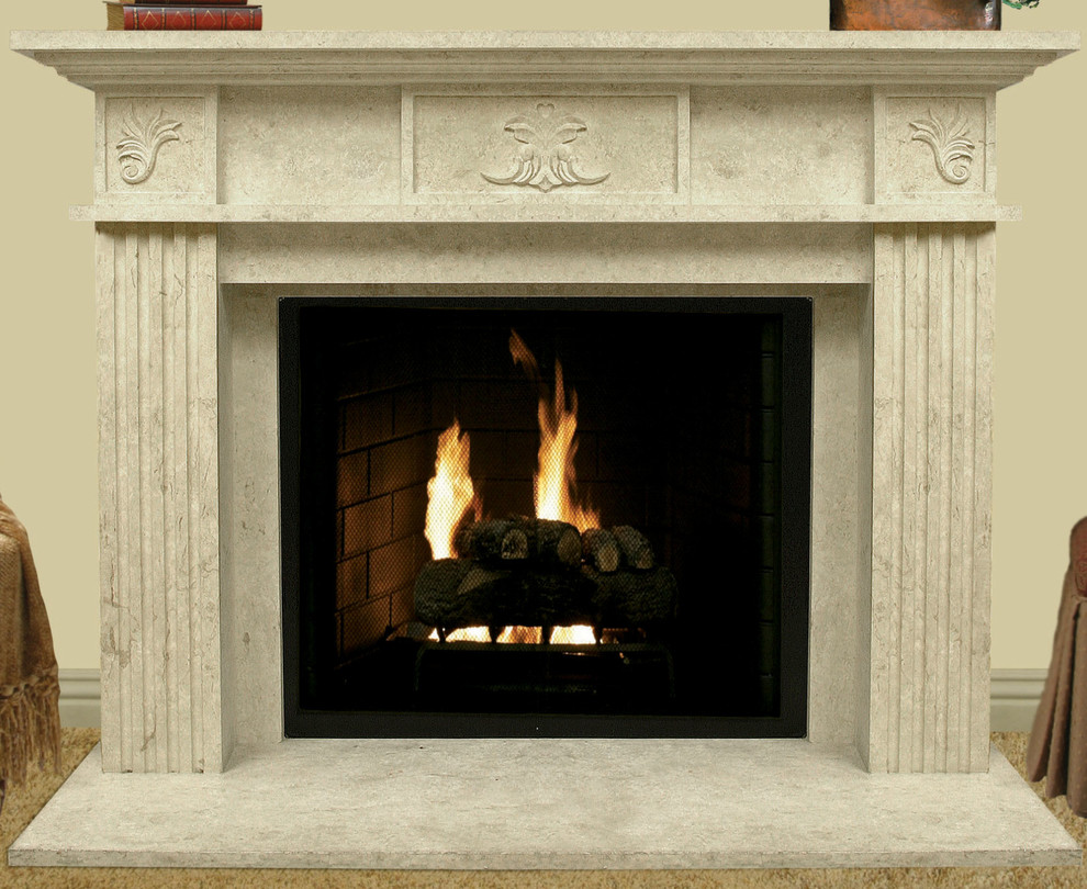 Nueva Plaza #304 Hand Carved Natural Stone Fireplace Mantel