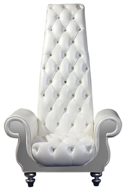 Divani Casa Luxe Neo Classical Pearl White Italian Leather Tall